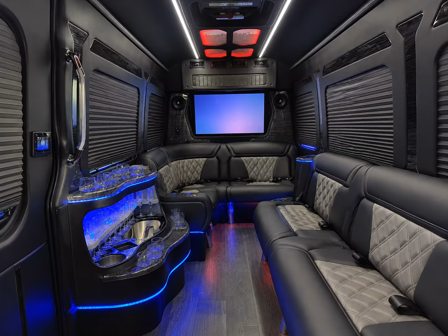 burbank 50 passenger party bus inside